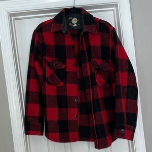 Vintage Sears Roebuck wool black red checked shirt